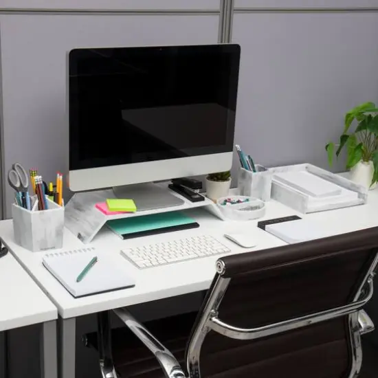 Mind Reader Marbella Collection White Monitor Stand {9}