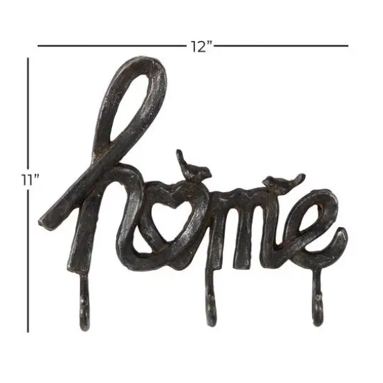 Black Metal Industrial Wall Hook, 11" x 12" x 2" {6}