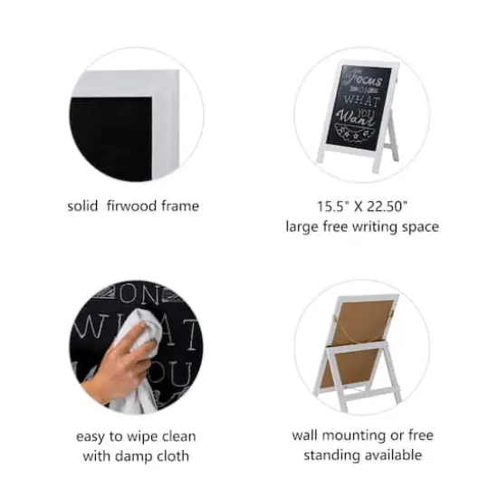 Glitzhome&reg; 30" White Wood Chalkboard {5}