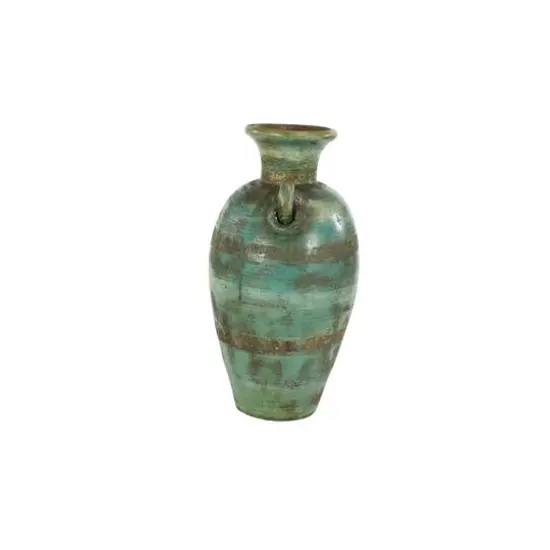 23" Green Ceramic Rustic Vase {4}