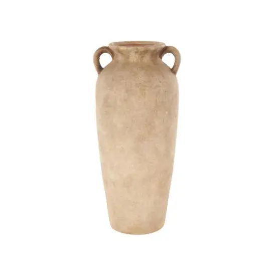 20" Brown Antique Ceramic Vase with Handles {7}