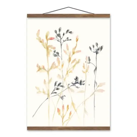 Fall Watercolor Wildflowers Teak Hanging Canvas {1}