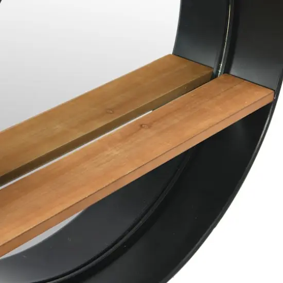 Hello Honey&reg; Modern Round Metal Framed Wall Mirror with Shelf {3}