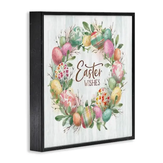 Stupell Industries Easter Wishes Wreath Framed Giclee Art Black {4}