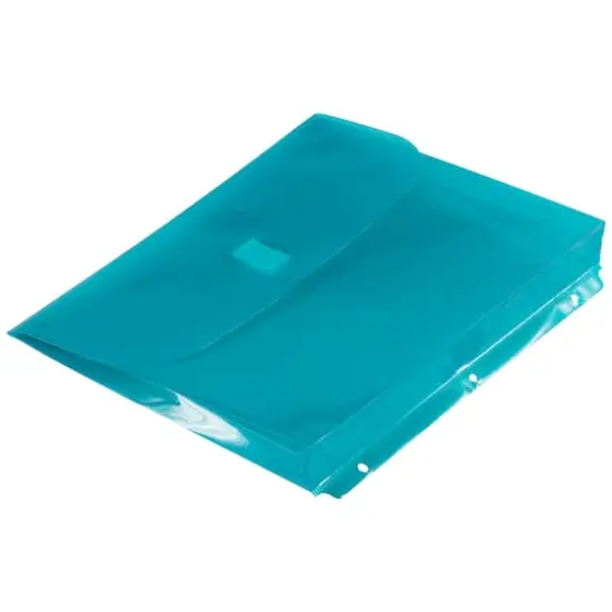 JAM Paper 9.5" x 11.5" Plastic 3 Hole Punch Binder Hook & Loop Closure Envelopes, 6ct. {5}
