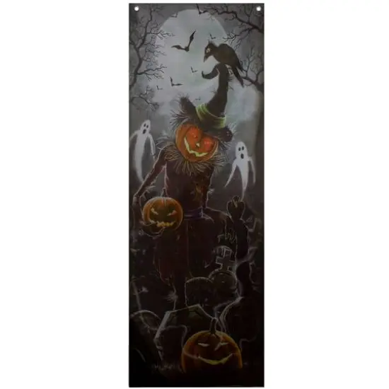 71" Scary Jack-O-Lantern Graveyard Halloween Door Decoration {1}