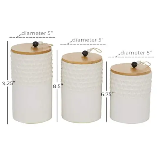 White Ceramic Country Cottage Decorative Jar Set {5}