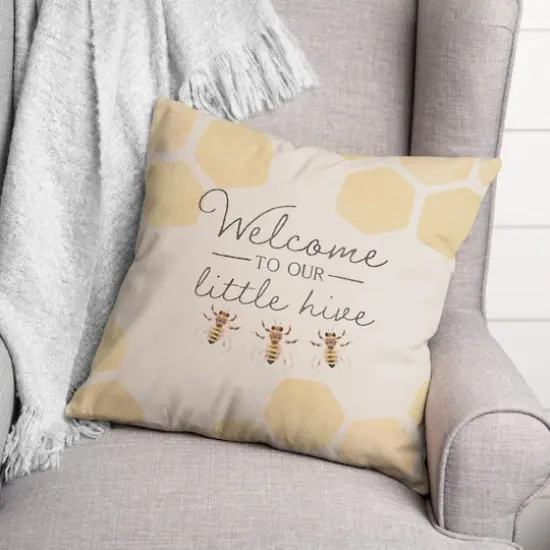 Welcome To Our Hive 18" x 18" Throw Pillow {4}