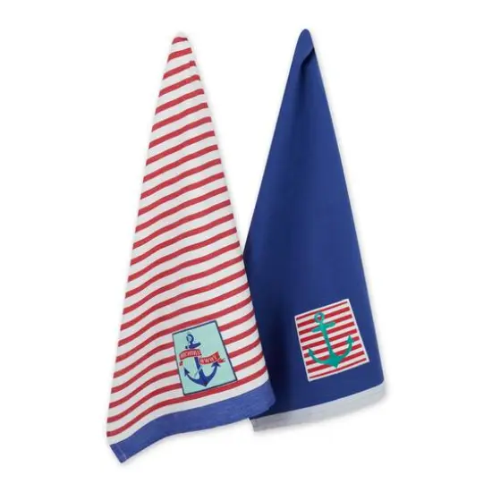 DII&reg; Anchor's Away Collection Embellished Patch Kitchen Dishtowels, 2ct. {1}