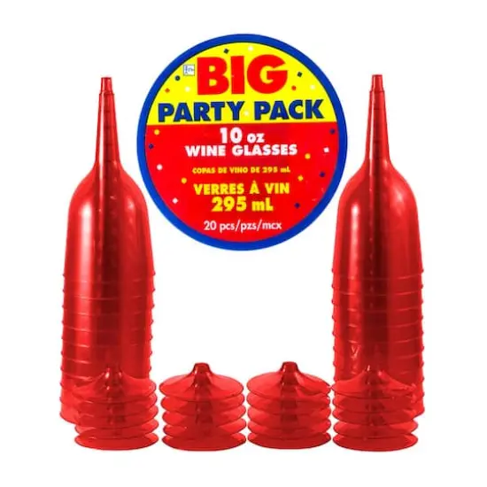 JAM Paper 10oz. Plastic Wine Glasses, 20ct. Red {3}
