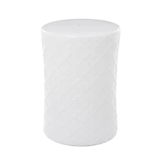 White Ceramic Contemporary Accent Table, 19" x 13" x 13" {7}