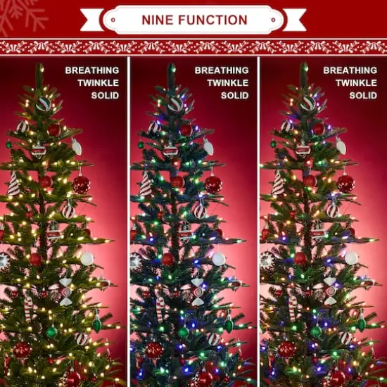 9ft. Pre-Lit Green Slim Fir Artificial Christmas Tree, Color Changing LED Lights {6}