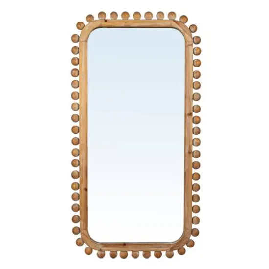 Hello Honey&reg; 45" Natural Boho-Southwestern Beaded Rectangular Firwood Wall Mirror {7}