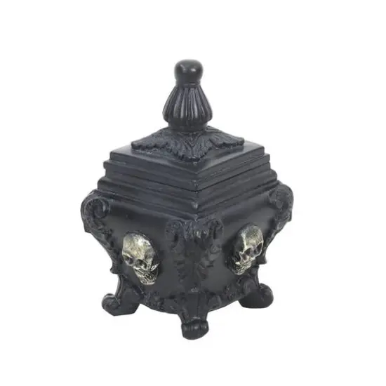 6.25" Black Ornate Skull Container with Lid by Ashland&reg; {3}