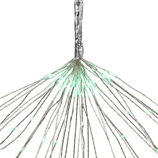 20" LED Lighted Firework Silver Branch Christmas Decoration Silver with Green Lights {6}