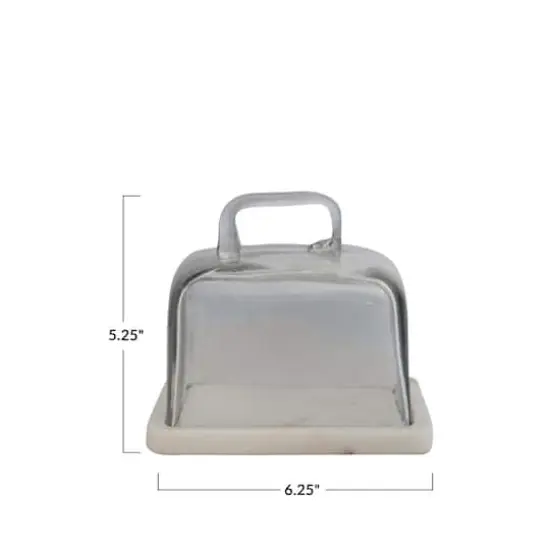 Hello Honey&reg; Glass Cloche with White Marble Base {4}