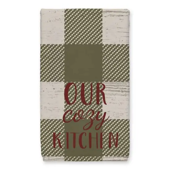 Our Cozy Kitchen Green Buffalo Check Tea Towel - Set of 2 {3}