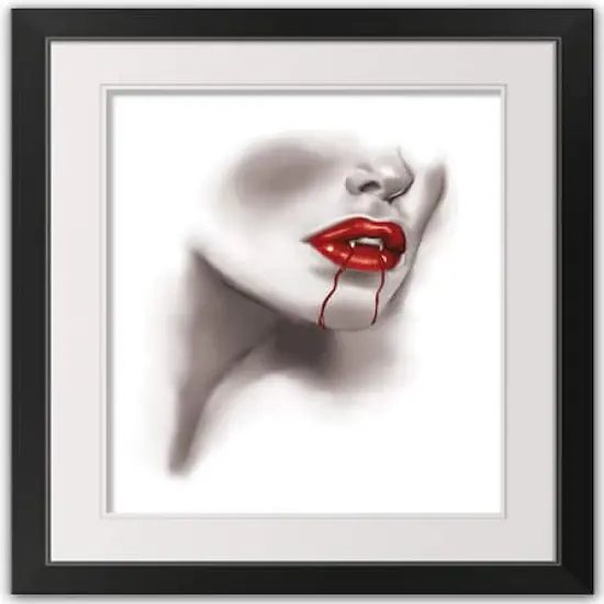 Vampire Lips Black Framed Print Wall Art {1}