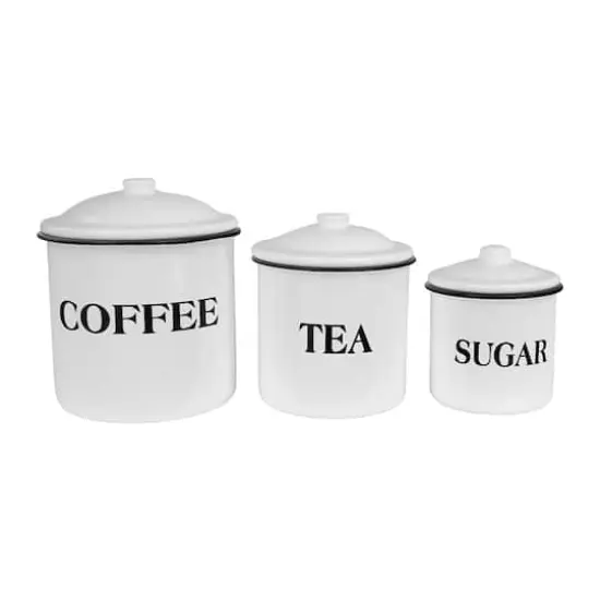 Hello Honey&reg; Metal Coffee, Tea & Sugar Containers Set White {3}