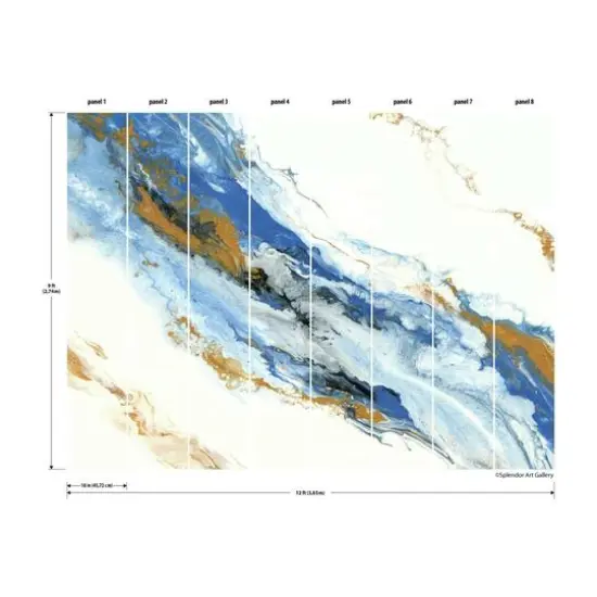 RoomMates Crystal Geode Peel & Stick Mural Wallpaper Blue and Gold {6}