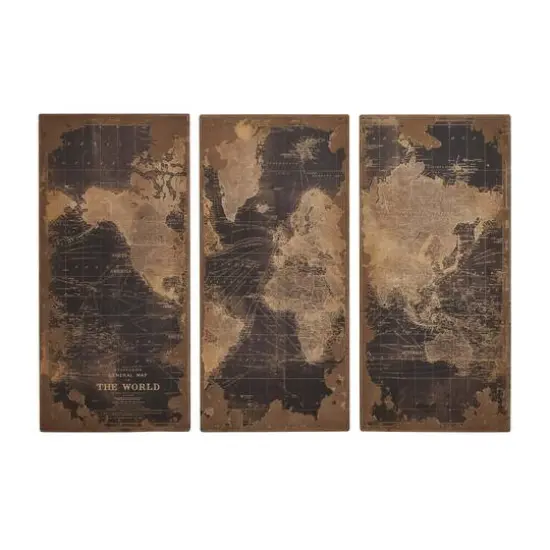 Set of 3 Black Wood Vintage Wall Decor, 22" x 47" {1}