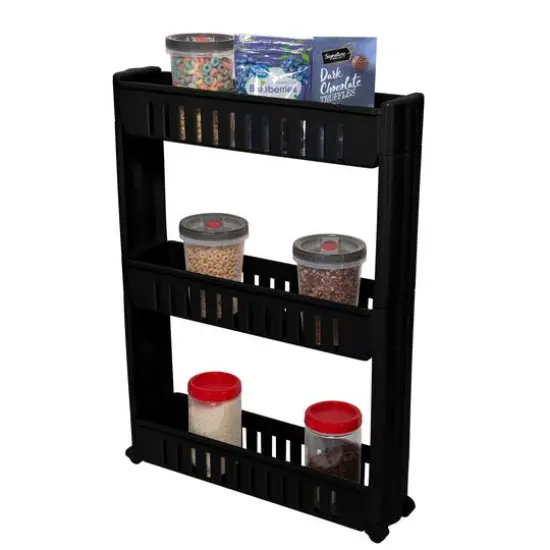 Simplify 3-Tier Slim Slide-Out Storage Cart Black {7}