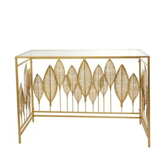 Gold Metal Contemporary Console Table, 30" x 44" x 16" {7}