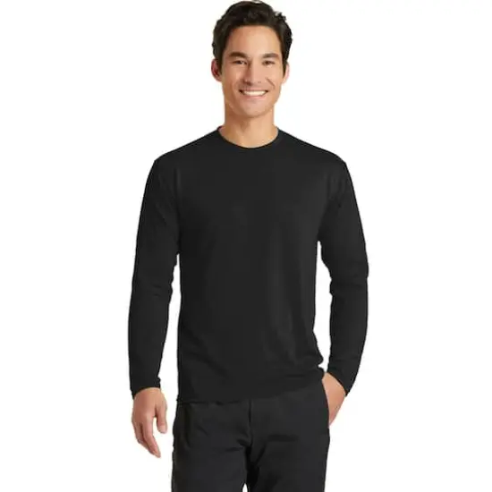 Port & Company® Long Sleeve Performance Blend T-Shirt Jet Black {4}