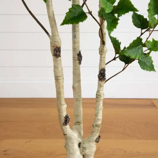6ft. Potted Green Artificial Birch Tree with Real Touch Leaves {6}