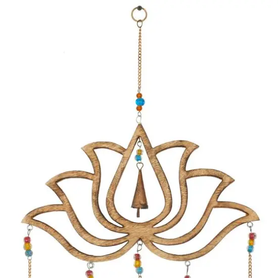 Gold Mango Wood Eclectic Style Windchime, 15" x 30" {7}