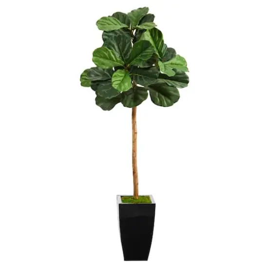 4ft. Fiddle Leaf Artificial Tree in Black Metal Planter {1}