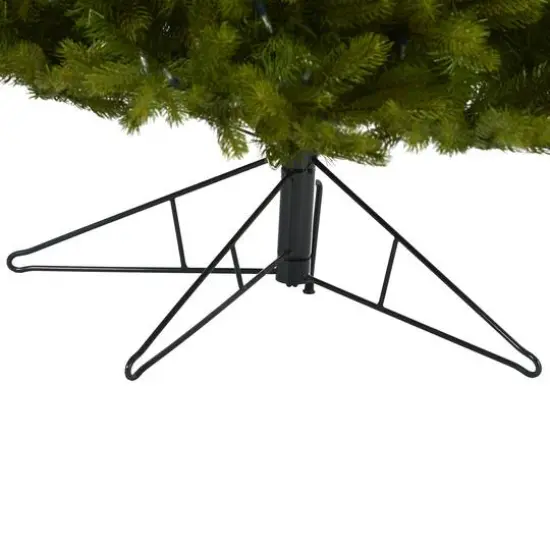 7ft. Pre-Lit Cambridge Spruce Flat Back Artificial Christmas Tree with Warm White Multifunction LED Lights {7}