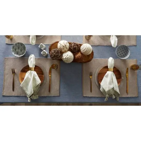 DII&reg; 2-Tone Ribbed Placemats, 6ct. Stone and white {12}