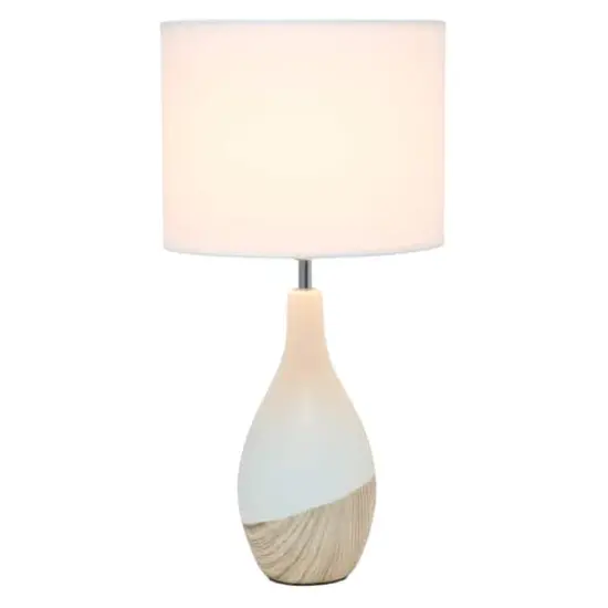 Simple Designs Strikers Basic Table Lamp Off White/Light Wood {3}