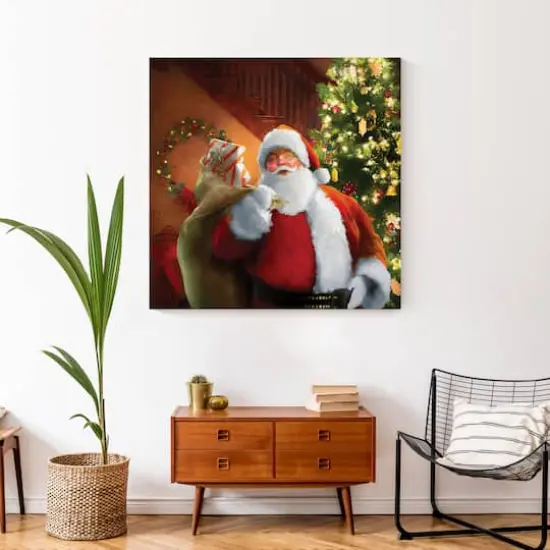 Santa Gets Ready 36x36 Canvas Wall Art {5}