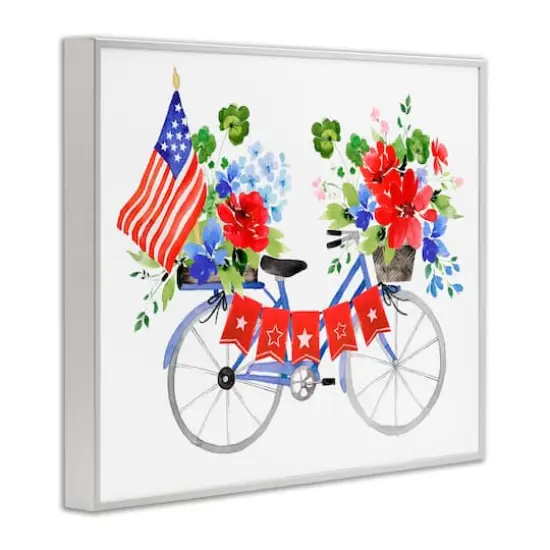Stupell Industries Floral Americana Bicycle Framed Giclee Art White {4}