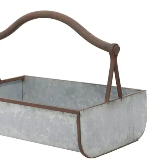 Gray Metal Farmhouse Handle Planter Set {5}