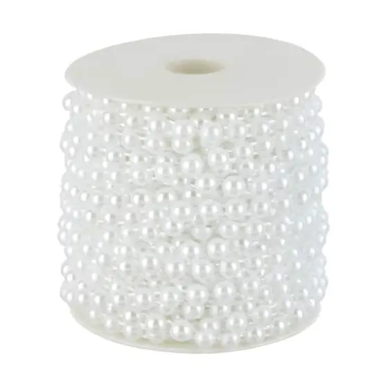 5.8mm Round Flatback Plastic Pearl Bead Garland, 50ft. by Bead Landing&trade; White {3}