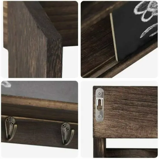NEX&trade; Wall Mount Mail & Key Holder Organizer with Chalkboard Surface Brown {6}