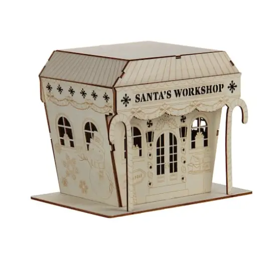 7" Unfinished Santa's Workshop DIY LED Wood D&eacute;cor by Make Market&reg; {5}