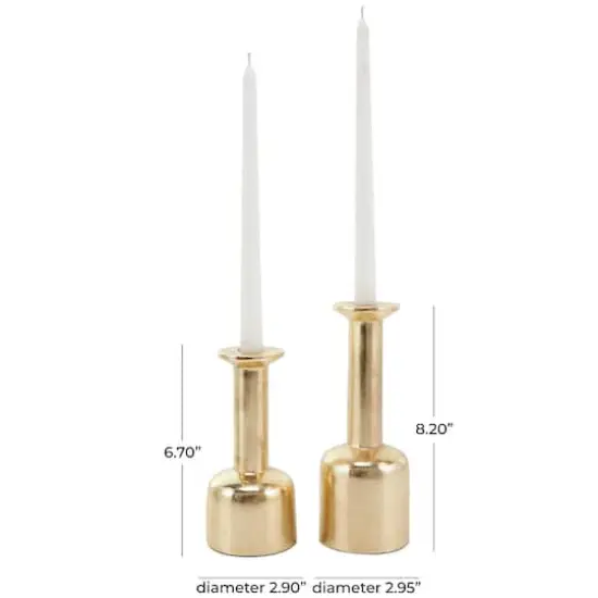 Gold Aluminum Taper Candle Holder with Rounded Bases Set {10}