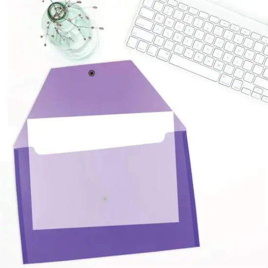 JAM Paper 9.8" x 14.5" Plastic Snap Closure Envelopes, 12ct. Purple {6}
