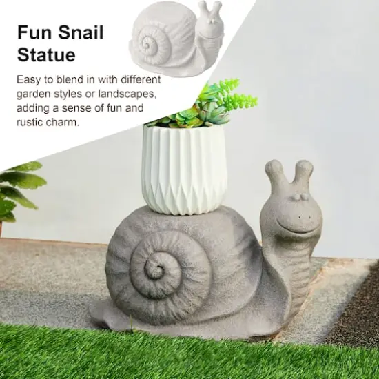 Glitzhome&reg; 16.25" Snail Garden Statue Planter Stand {6}