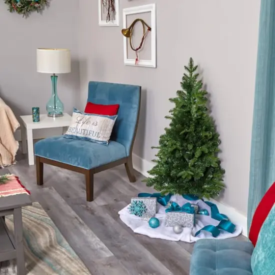 4ft. Pre-Lit Grand Teton Spruce Flat Back Artificial Christmas Tree, Clear LED Lights {8}