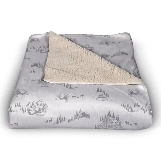 Snowy Town 50x60 Sherpa Fleece Blanket {3}