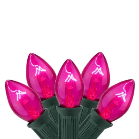 25ct. C9 Christmas String Lights with Green Wire Pink {7}