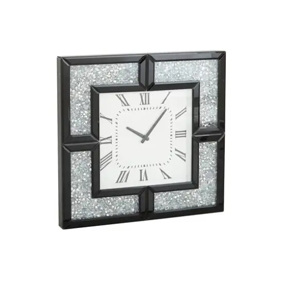 20" Black Wood Glam Wall Clock {3}