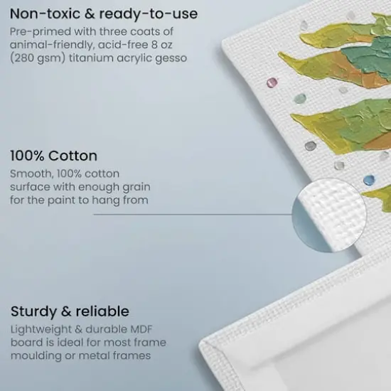 Arteza&reg; 9" x 12" White Canvas Panels, 14ct. {3}