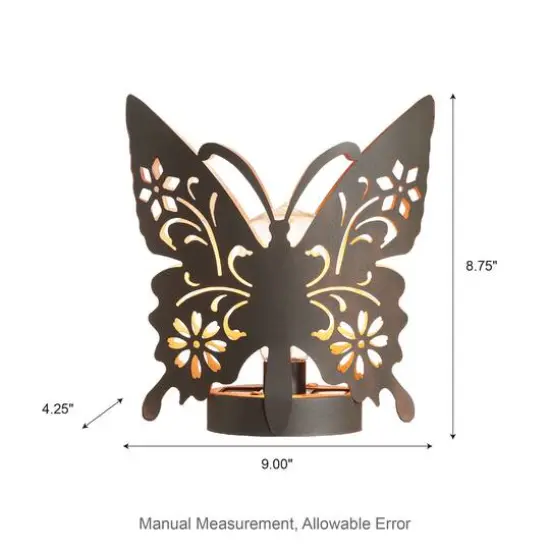Glitzhome® 9" Metal Flying Butterfly Silhouette Solar Powdered Edison Bulb Outdoor Lanterns, 2ct. {9}