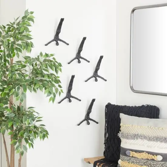 10" Aluminum Modern Figurine Wall D&eacute;cor Set Dark Gray {3}